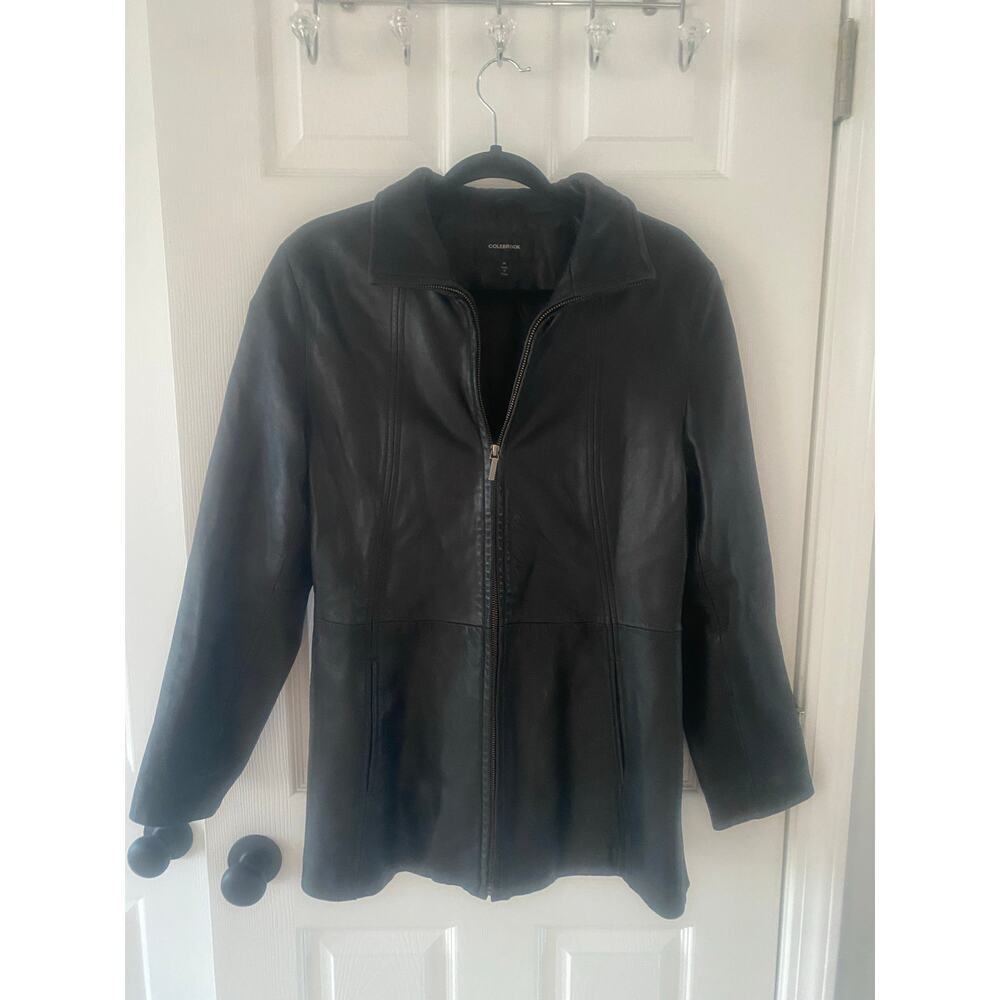Colebrook Womens Black 100% Leather Zip Up Jacket Size Medium